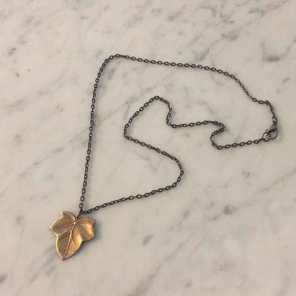 Bronze tone leaf necklace